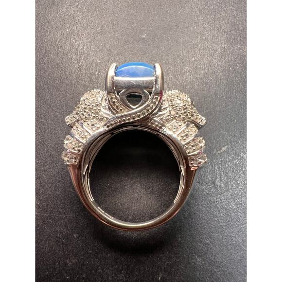 NEW Ceruleite and zircon seahorse ring in sterling silver size 8 - Picture 6 of 16